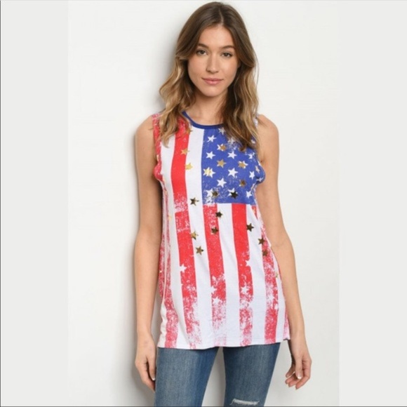 American Flag Memorial Day July 4th Tank Made In U.S.A Size Small Medium Large - Picture 11 of 11
